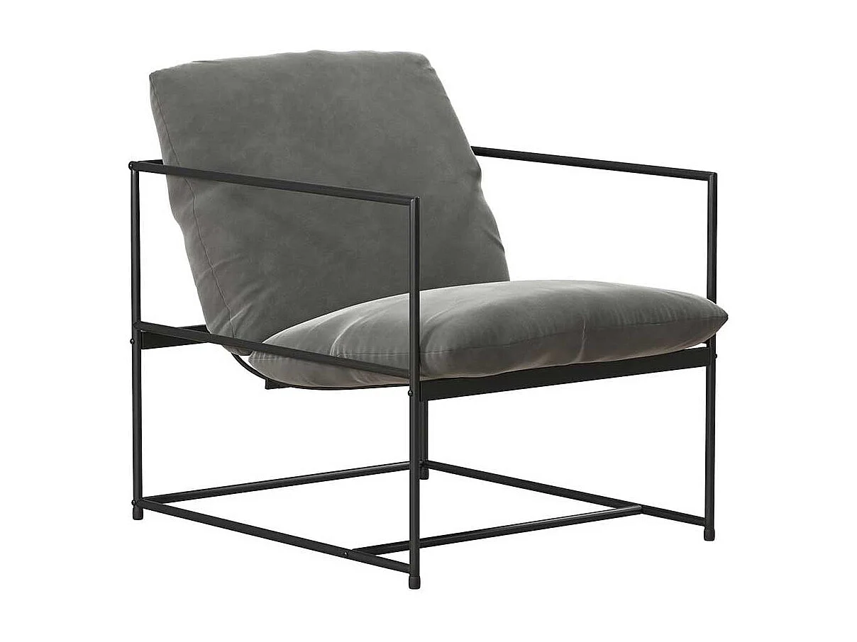 Lounge Polstersessel in Grau und Schwarz Metall Armlehnen