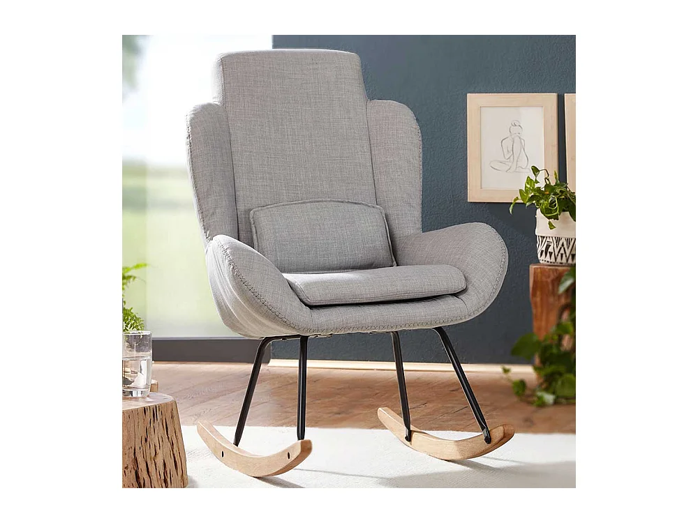 Schaukel Wohnzimmersessel in Grau Webstoff 110 cm hoch