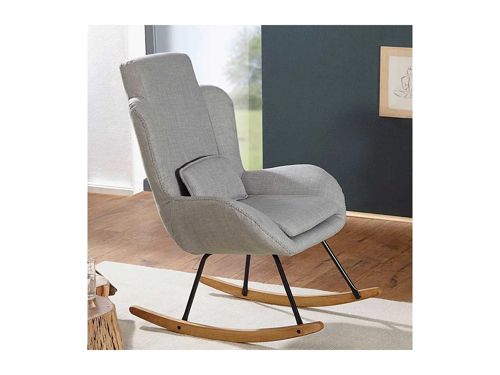 Schaukel Wohnzimmersessel in Grau Webstoff 110 cm hoch
