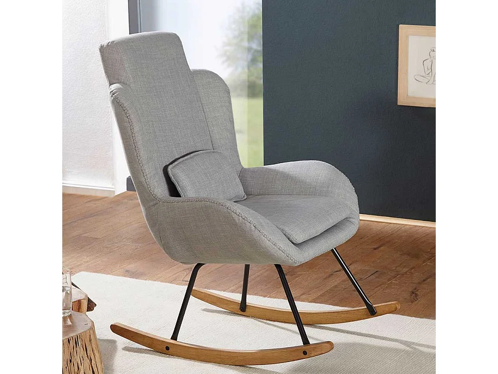 Schaukel Wohnzimmersessel in Grau Webstoff 110 cm hoch