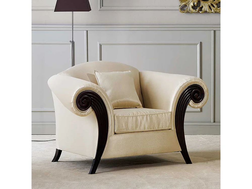 Hochwertiger Sessel im klassischen Stil Beige und Dunkelbraun