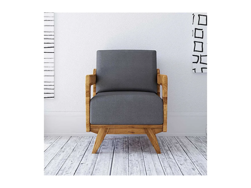 Einzelsessel in Hellgrau Webstoff Retro Design