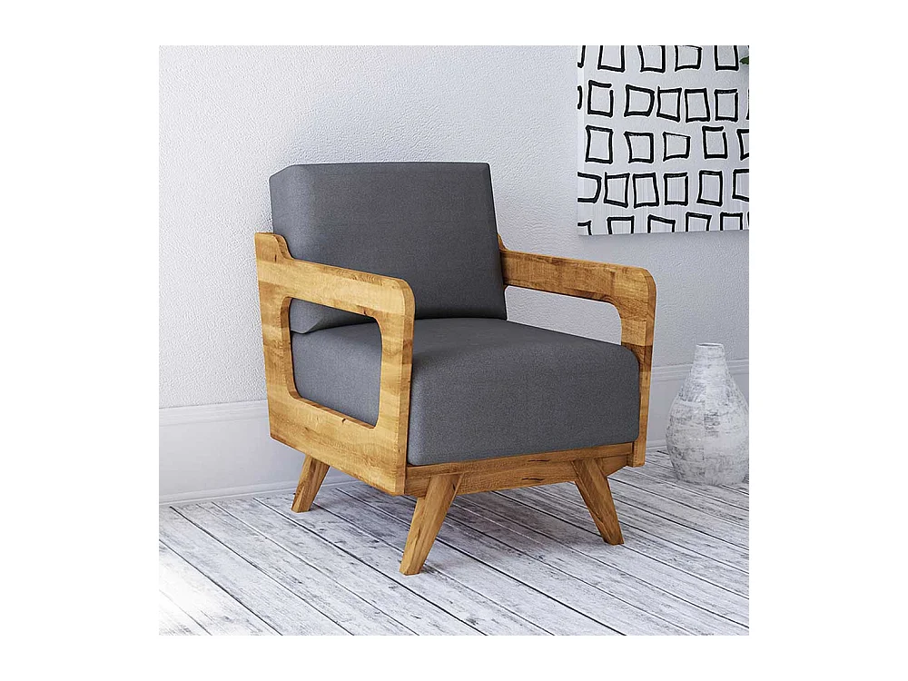 Einzelsessel in Hellgrau Webstoff Retro Design