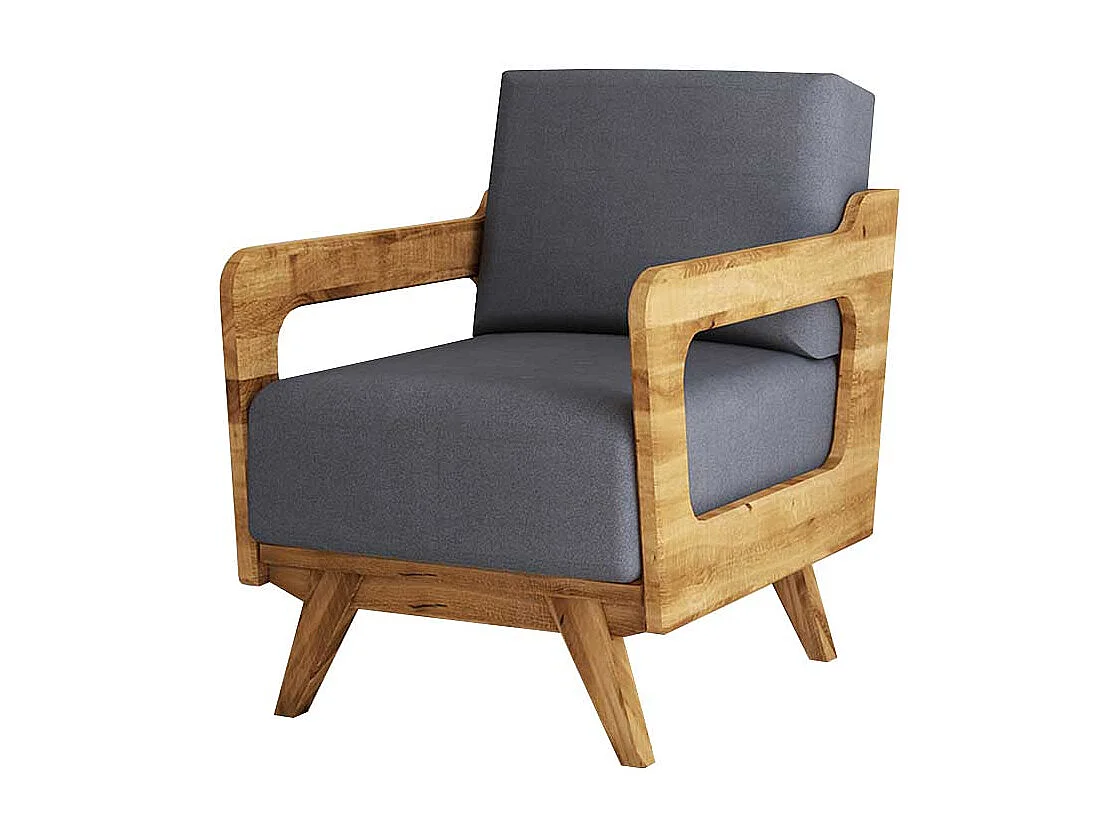 Einzelsessel in Hellgrau Webstoff Retro Design