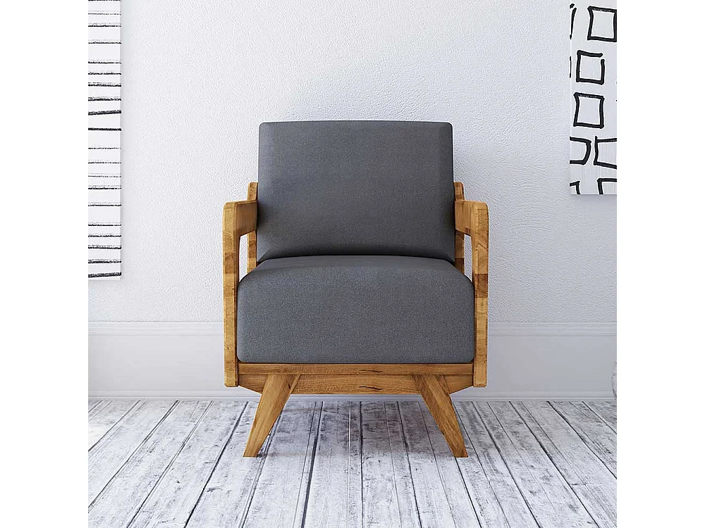 Einzelsessel in Hellgrau Webstoff Retro Design