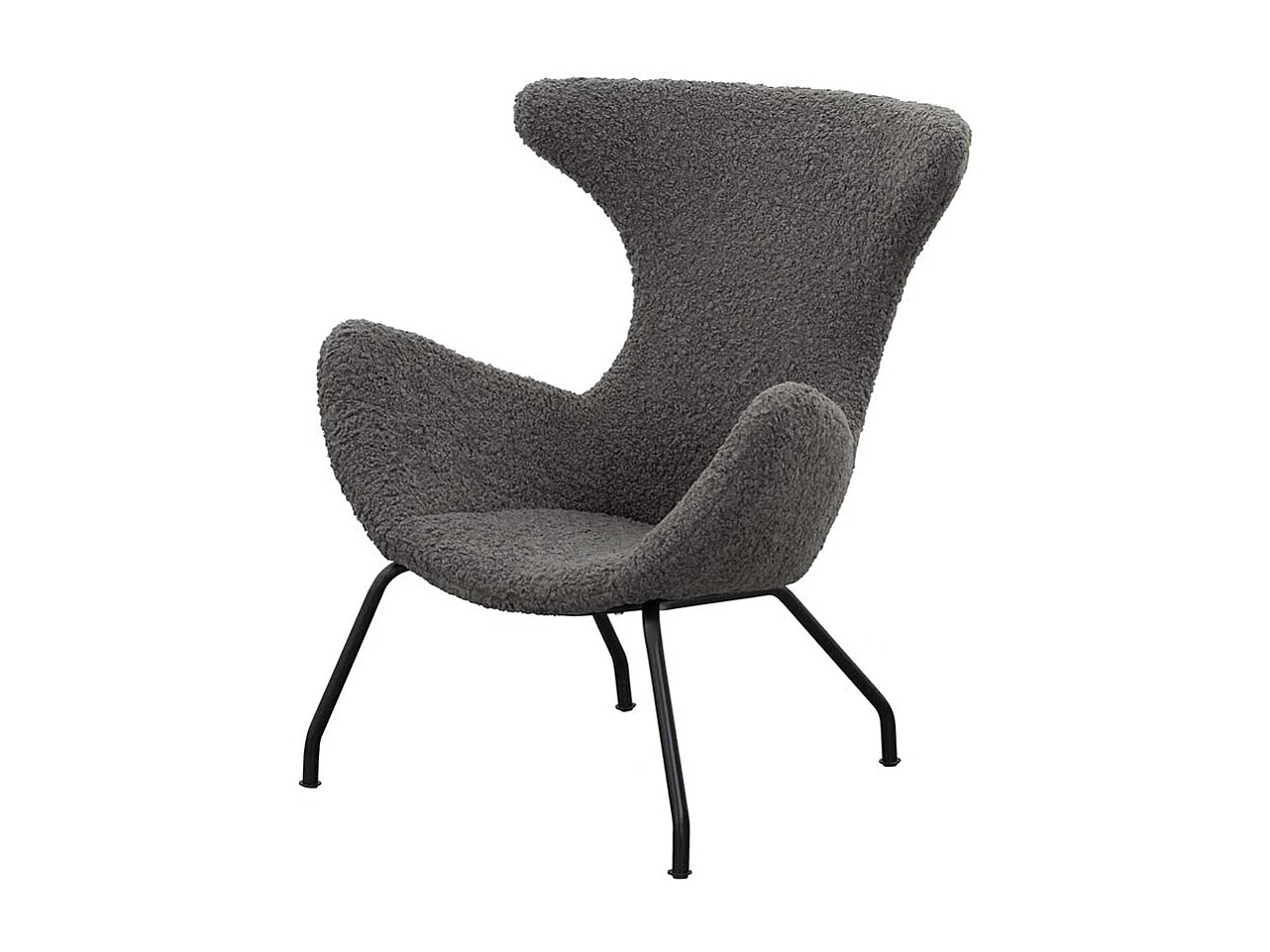 Webplüsch Polstersessel in Dunkelgrau Ohren