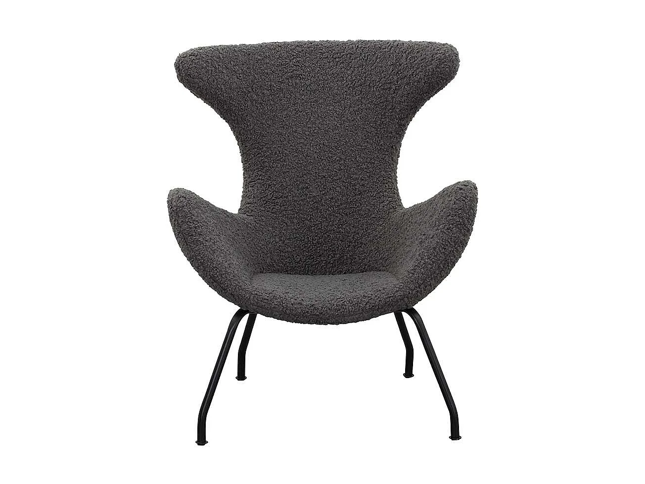 Webplüsch Polstersessel in Dunkelgrau Ohren