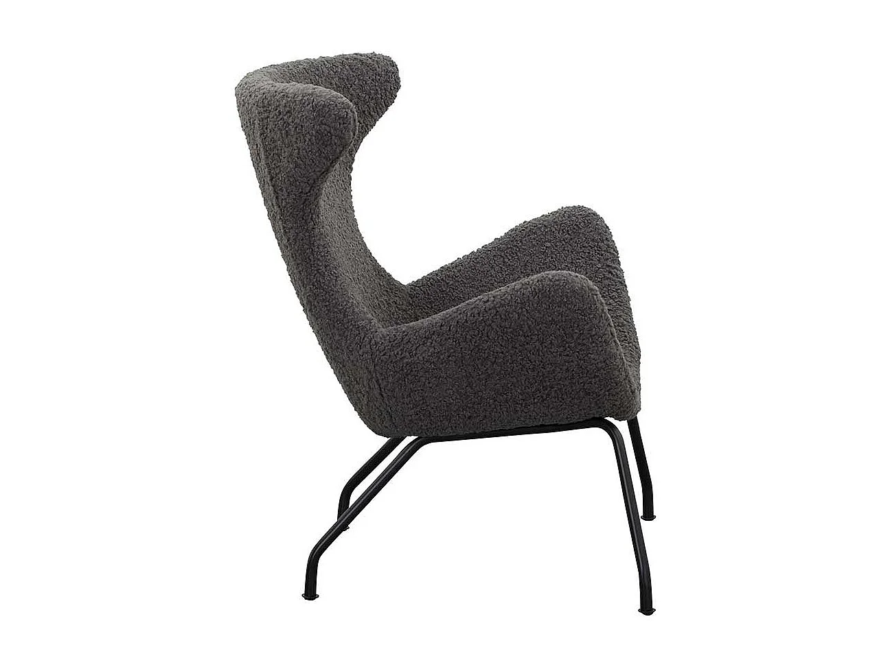 Webplüsch Polstersessel in Dunkelgrau Ohren