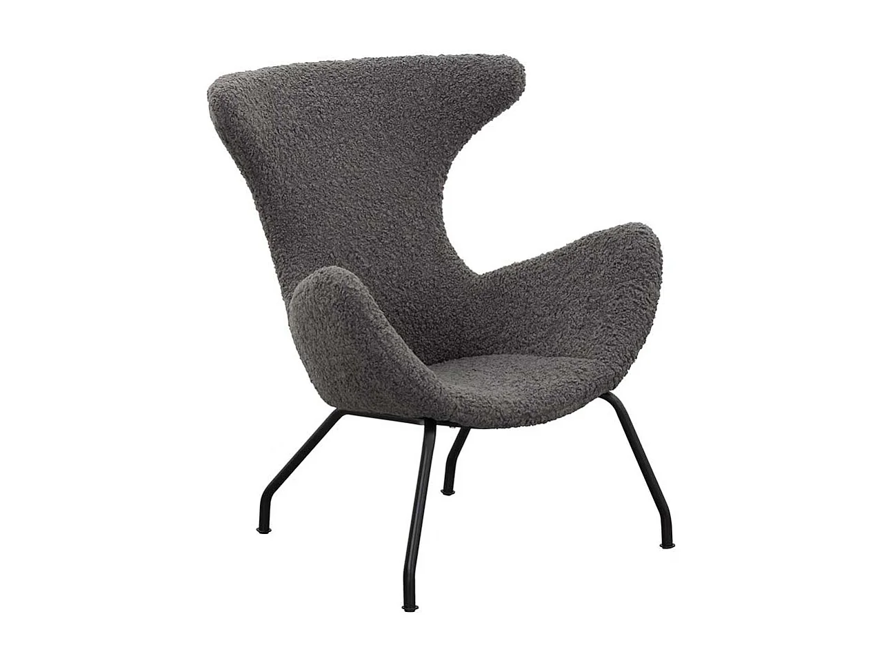 Webplüsch Polstersessel in Dunkelgrau Ohren