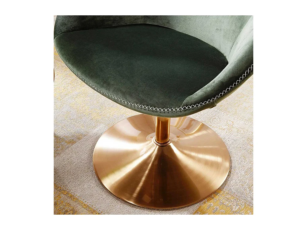 Retro Loungesessel in Dunkelgrün und Goldfarben Samt