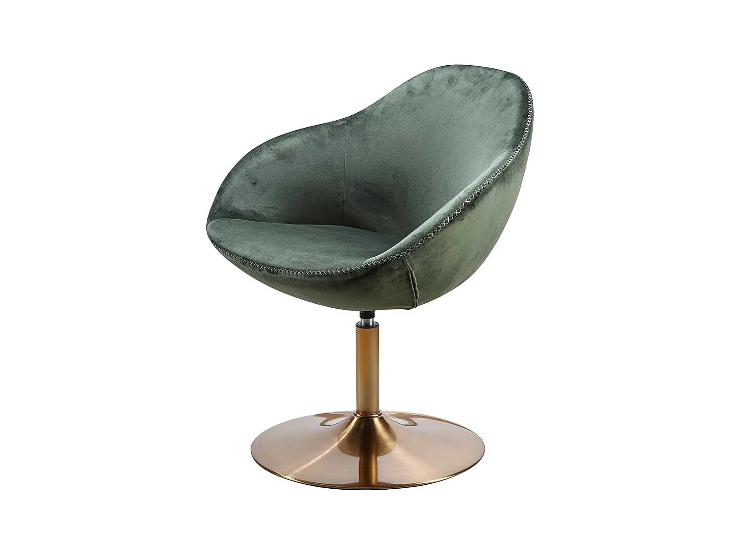 Retro Loungesessel in Dunkelgrün und Goldfarben Samt