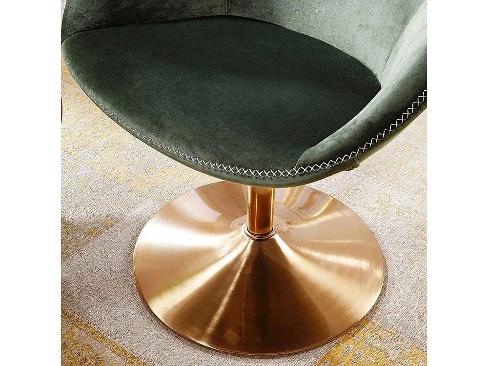 Retro Loungesessel in Dunkelgrün und Goldfarben Samt