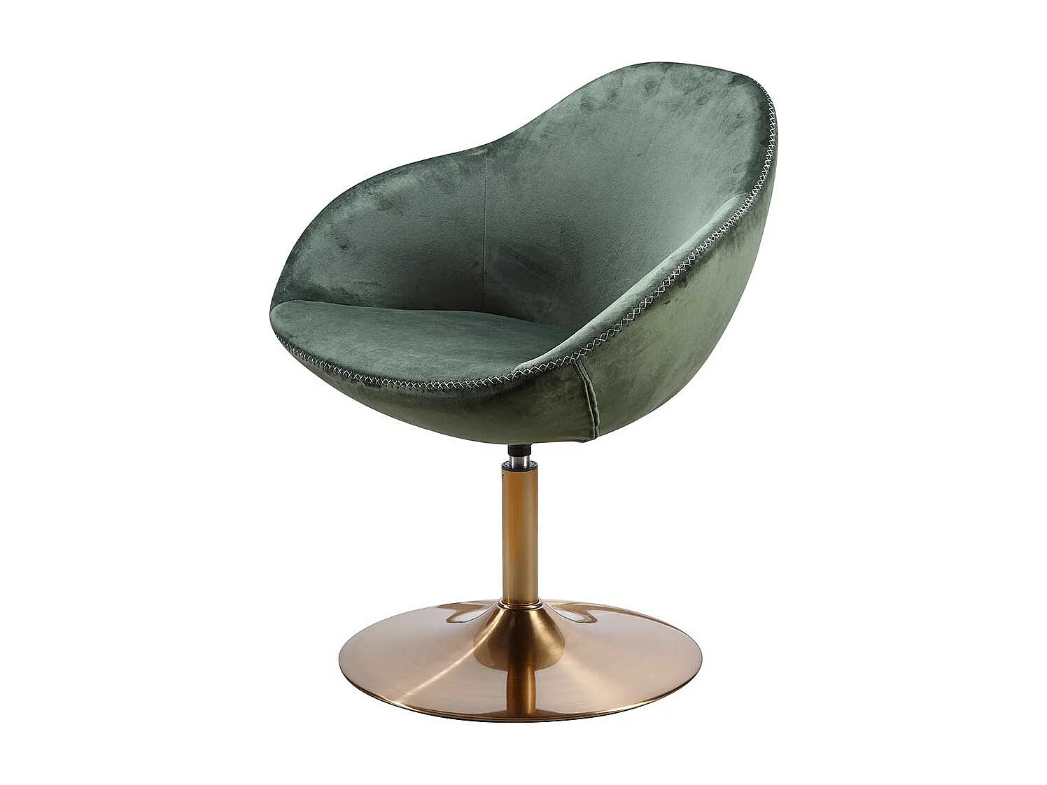 Retro Loungesessel in Dunkelgrün und Goldfarben Samt