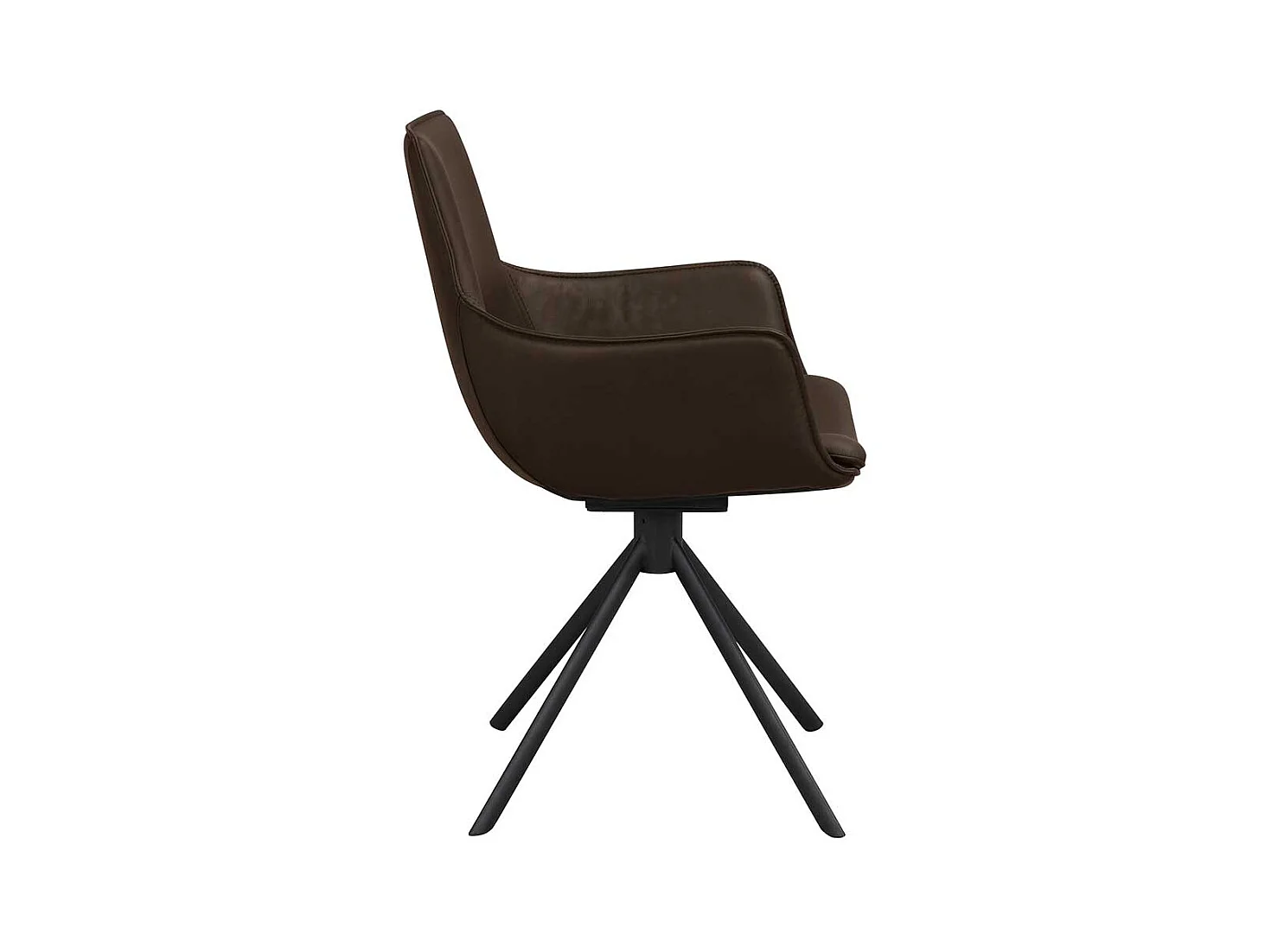 Drehbare Esszimmer Polsterstühle in Leder Braun Armlehnen (2er Set)