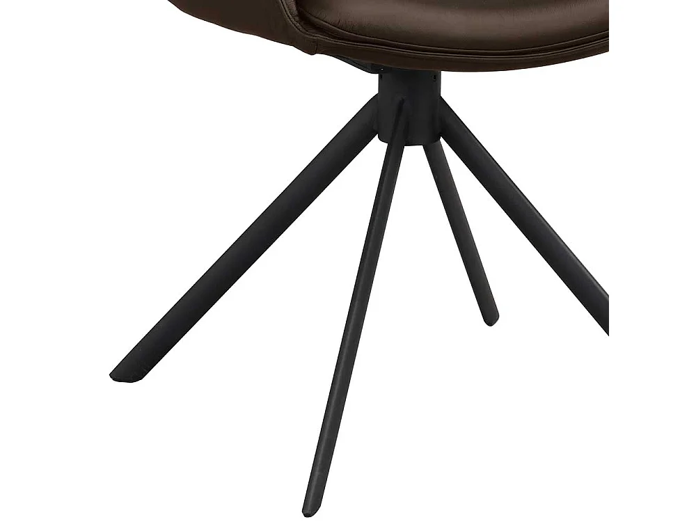 Drehbare Esszimmer Polsterstühle in Leder Braun Armlehnen (2er Set)