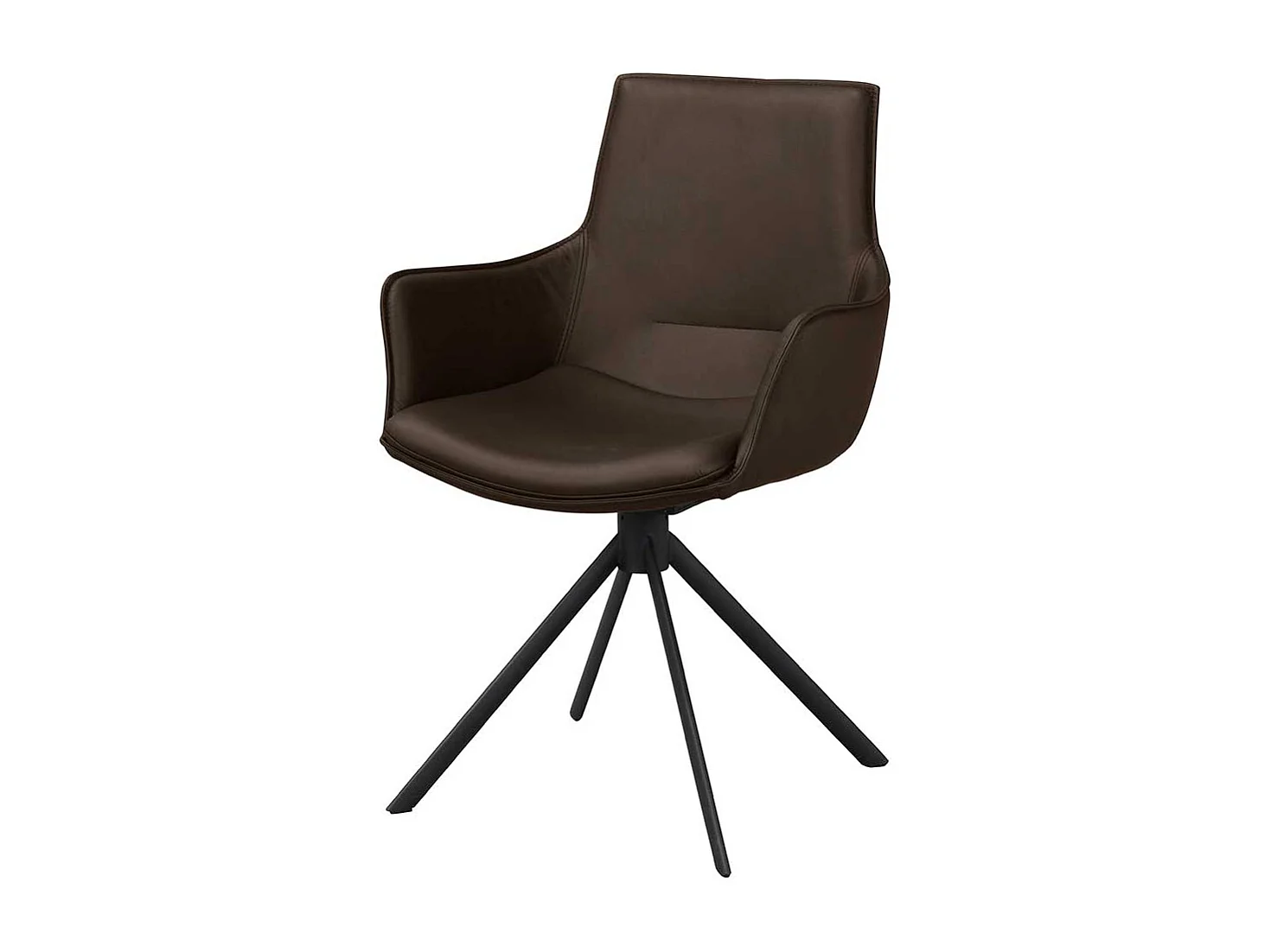 Drehbare Esszimmer Polsterstühle in Leder Braun Armlehnen (2er Set)