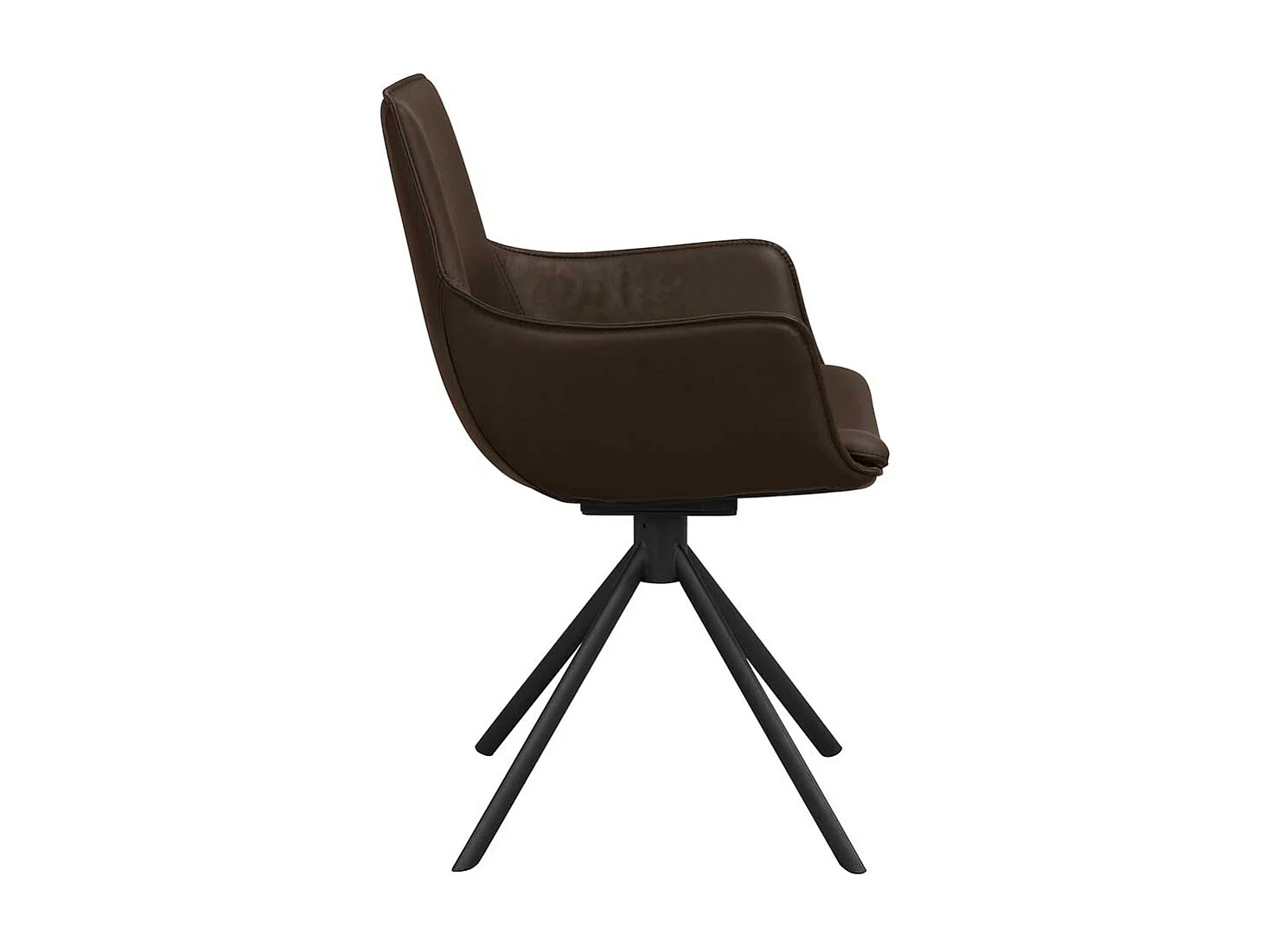 Drehbare Esszimmer Polsterstühle in Leder Braun Armlehnen (2er Set)