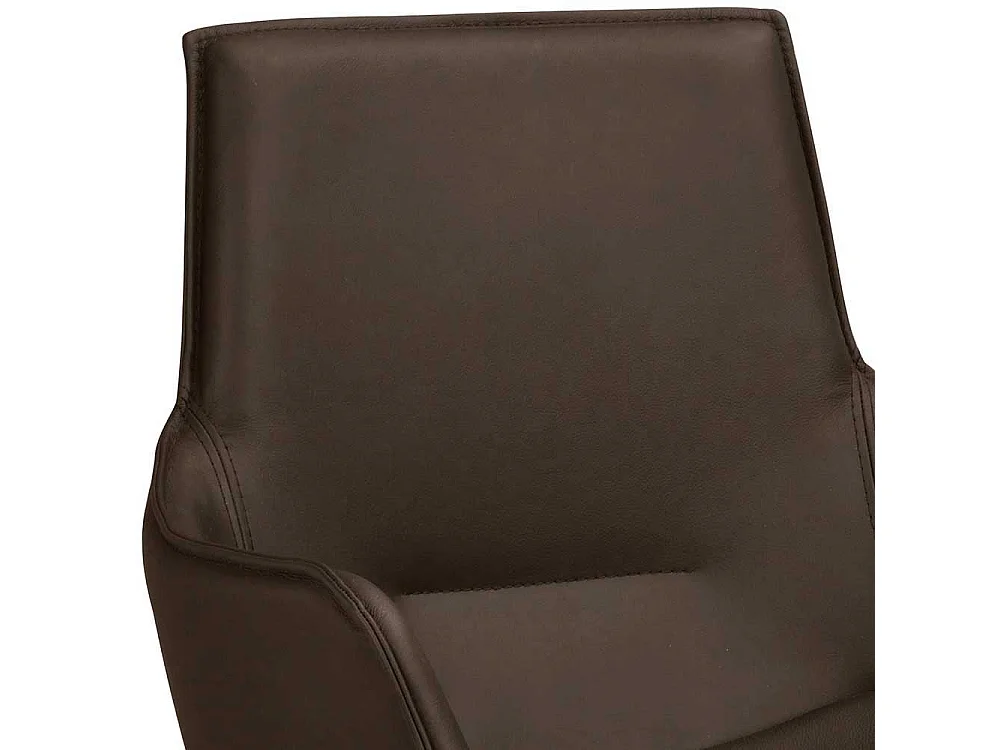 Drehbare Esszimmer Polsterstühle in Leder Braun Armlehnen (2er Set)