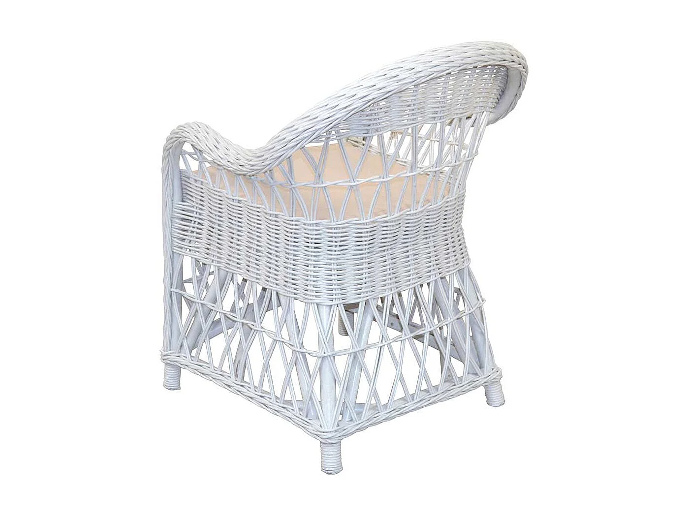 Weißer Korbsessel aus Rattan Geflecht Landhausstil