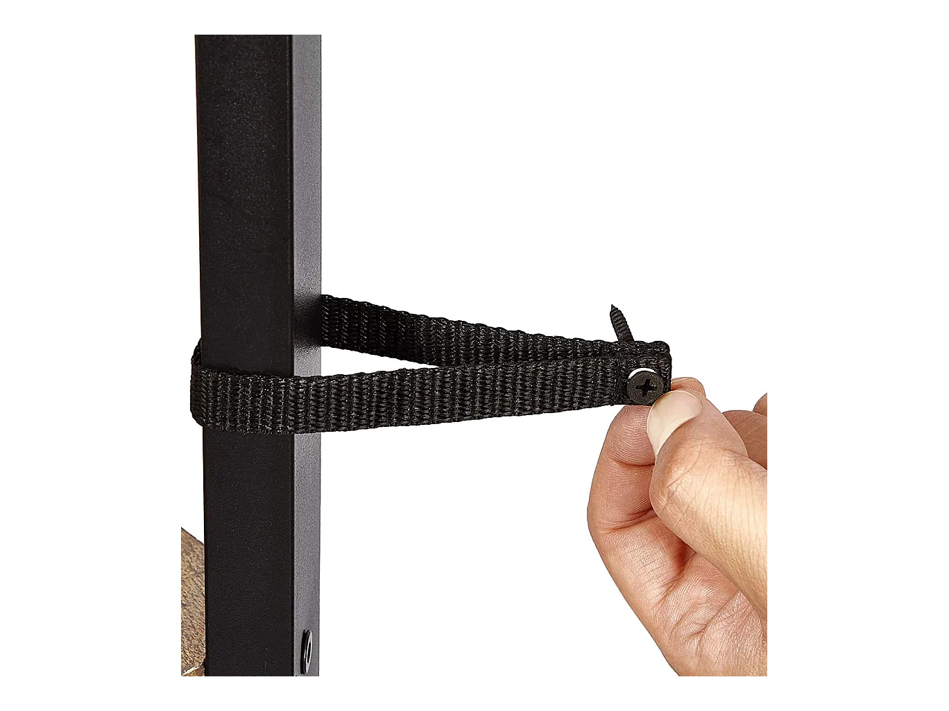 Librería esquinera Valora de 4 estantes en roble Sonoma con marco negro