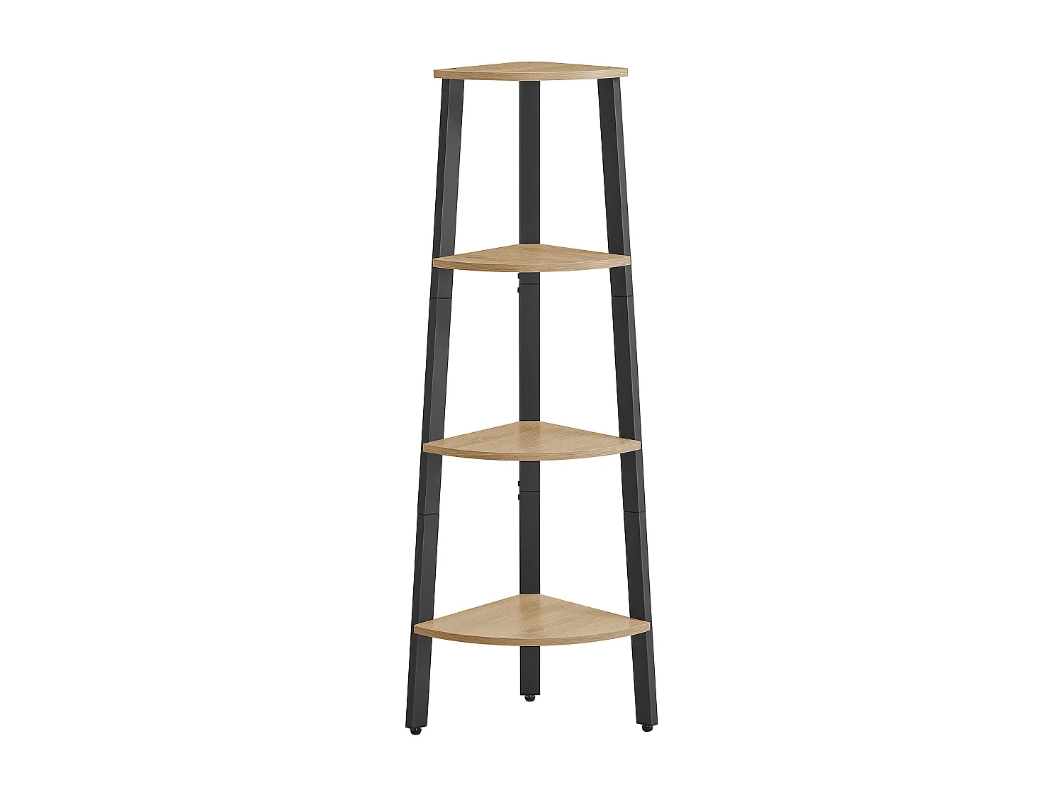 Librería esquinera Valora de 4 estantes en roble Sonoma con marco negro