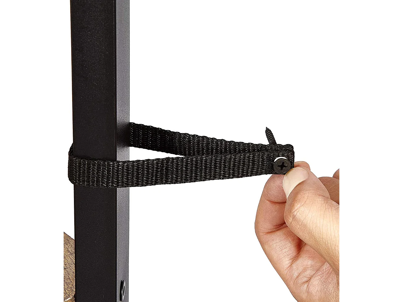 Librería esquinera Valora de 4 estantes en roble Sonoma con marco negro