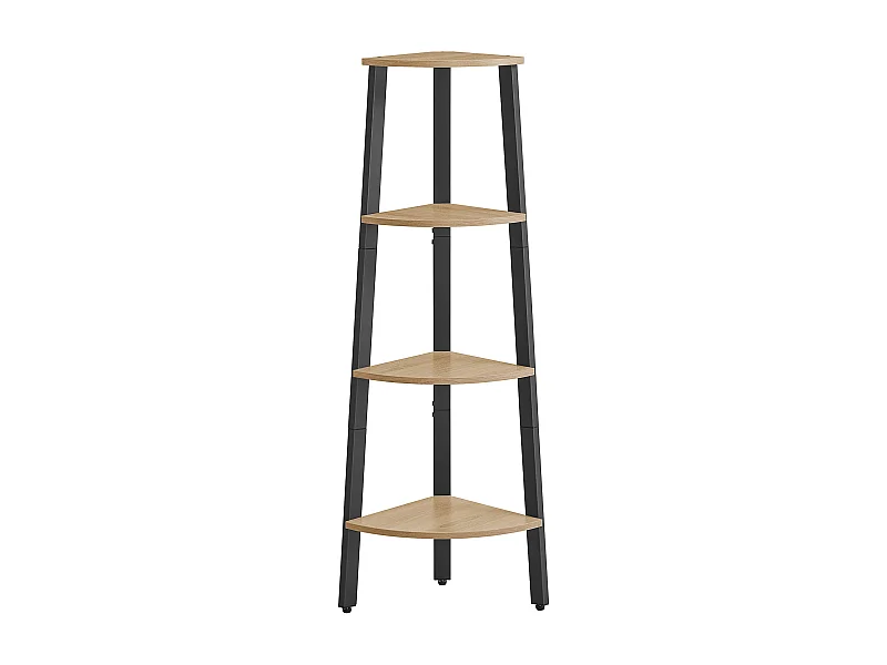 Librería esquinera Valora de 4 estantes en roble Sonoma con marco negro