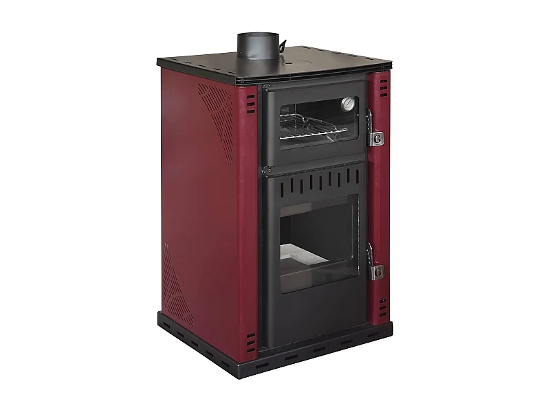 Holzofen Aragona, Heizvolumen 208 m3 Made in Italy, 62x62x102h cm Rot