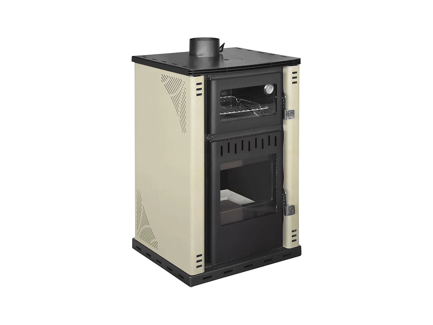 Stufa a Legna Aragona, Volume Riscaldabile 207 m3 Made in Italy, 62x62x102h cm Beige