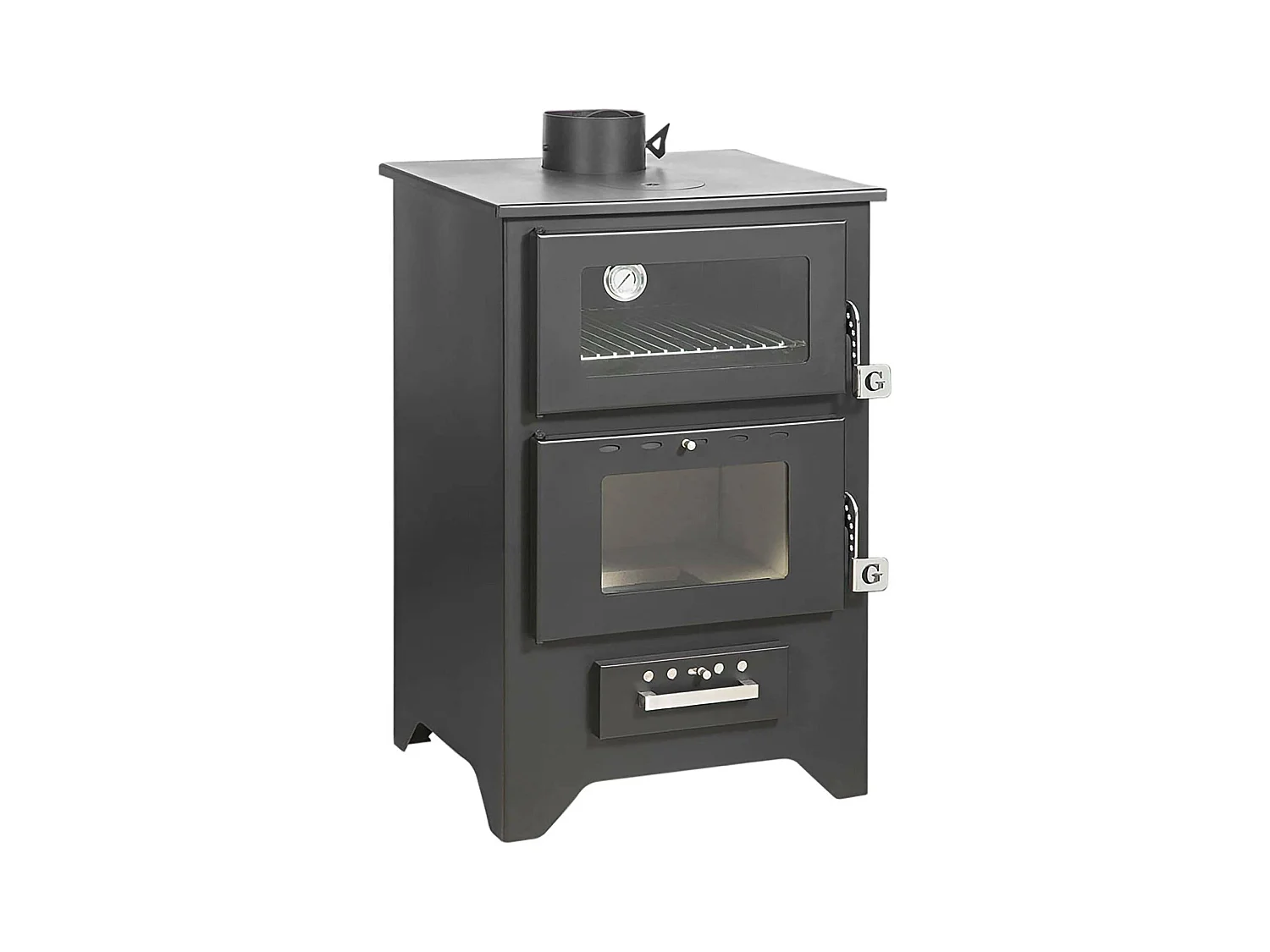 Stufa a Legna Milicia, Volume Riscaldabile 202 m3 Made in Italy, 50.5x58.5x90.5h cm Nero