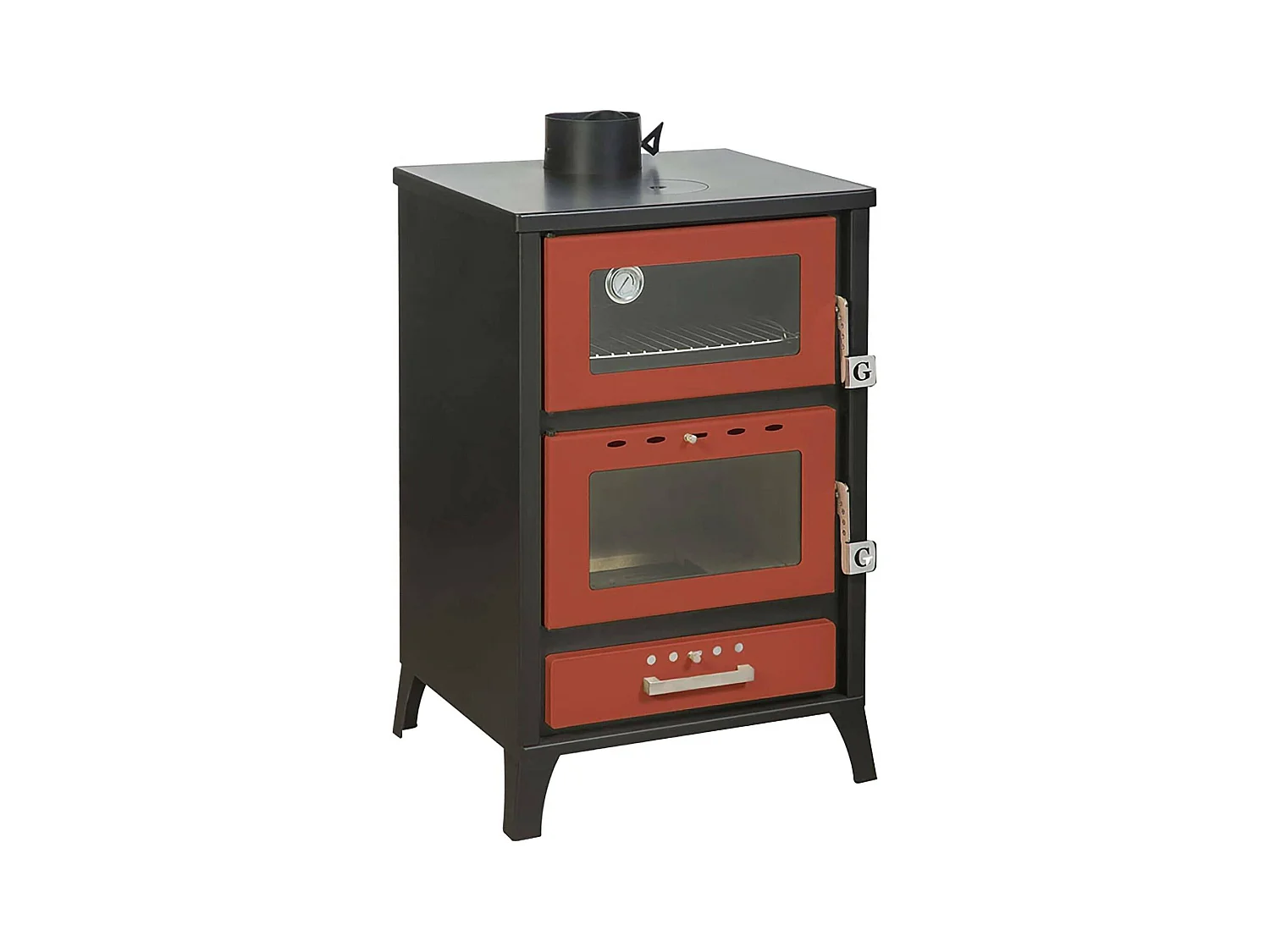 Stufa a Legna Catena, Volume Riscaldabile 211 m3 Made in Italy, 50.5x58.5x91.5h cm Rosso