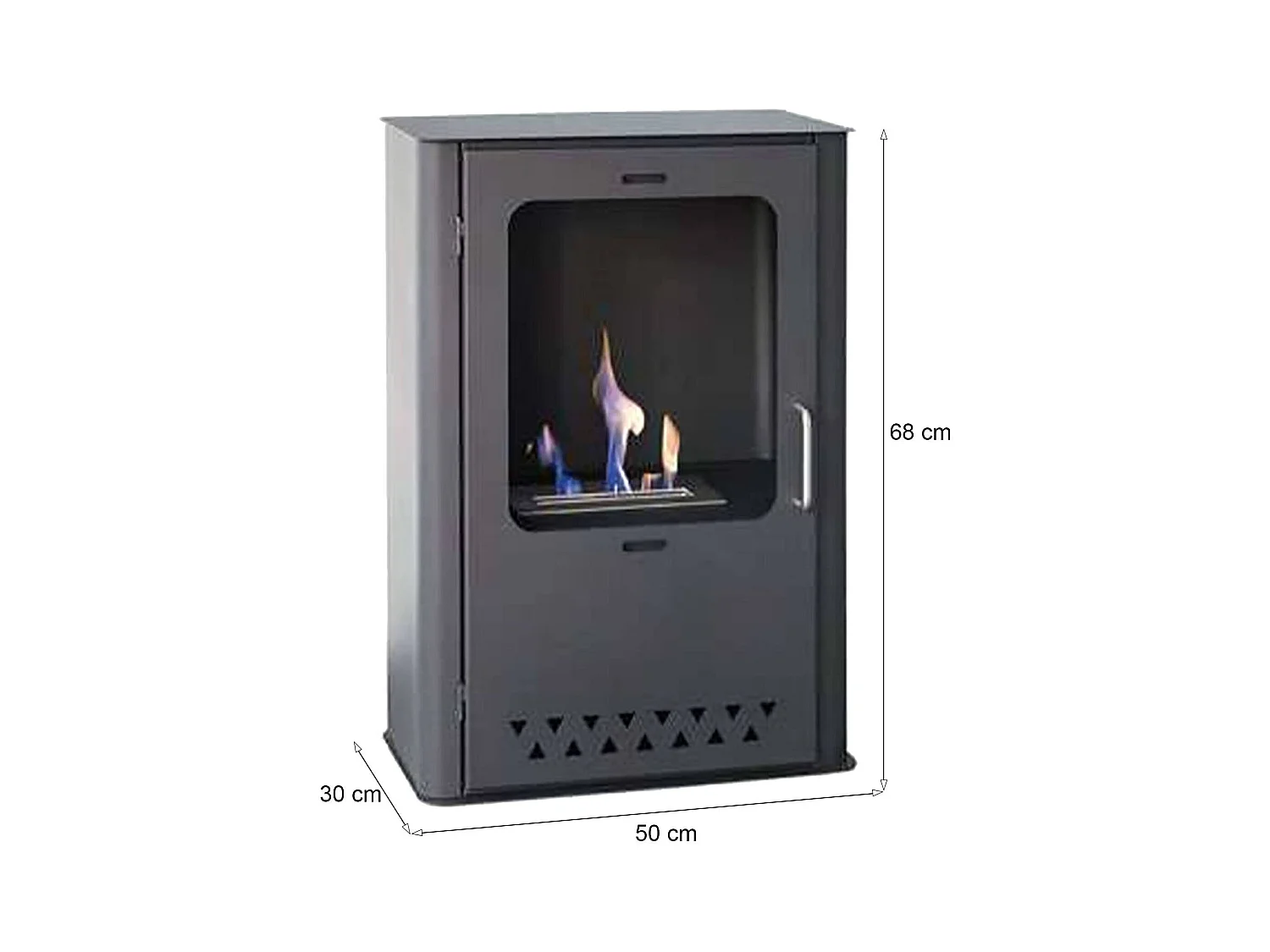 Fogão a bioetanol Rota, Lareira a bioetanol, Fogão ecológico, Aquecedor sem chaminé, Fabricado em Itália, 50x30 h68 cm, Cinzento