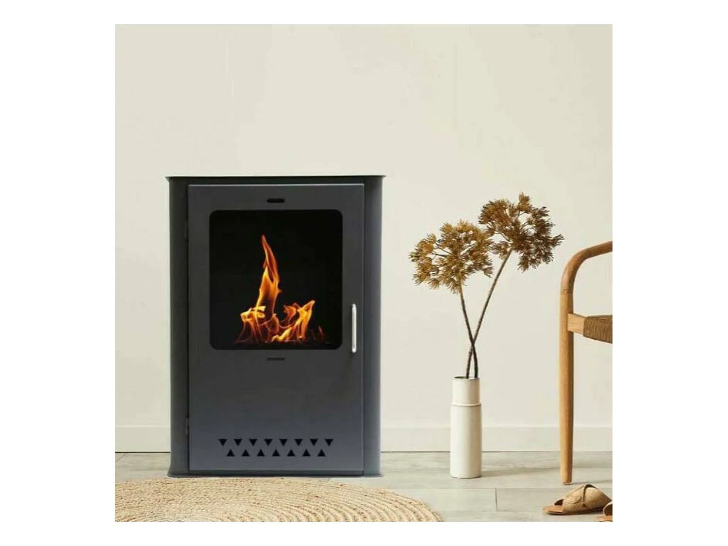 Fogão a bioetanol Rota, Lareira a bioetanol, Fogão ecológico, Aquecedor sem chaminé, Fabricado em Itália, 50x30 h68 cm, Cinzento
