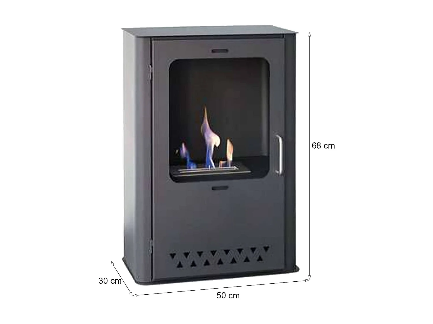 Rota bio-ethanolkachel, Bio-ethanolhaard, Ecologische kachel, Kachel zonder rookkanaal, Made in Italy, 50x30 h68 cm, Grijs