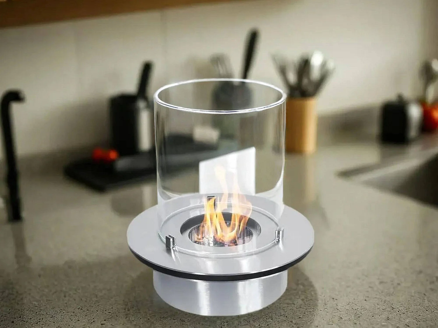 Bruciatore Andali, Combustibile Bioetanolo Ecoflame Made in Italy, Grigio