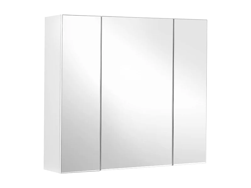 Meuble de salle de bain suspendu Valora avec trois portes miroir | MDF blanc