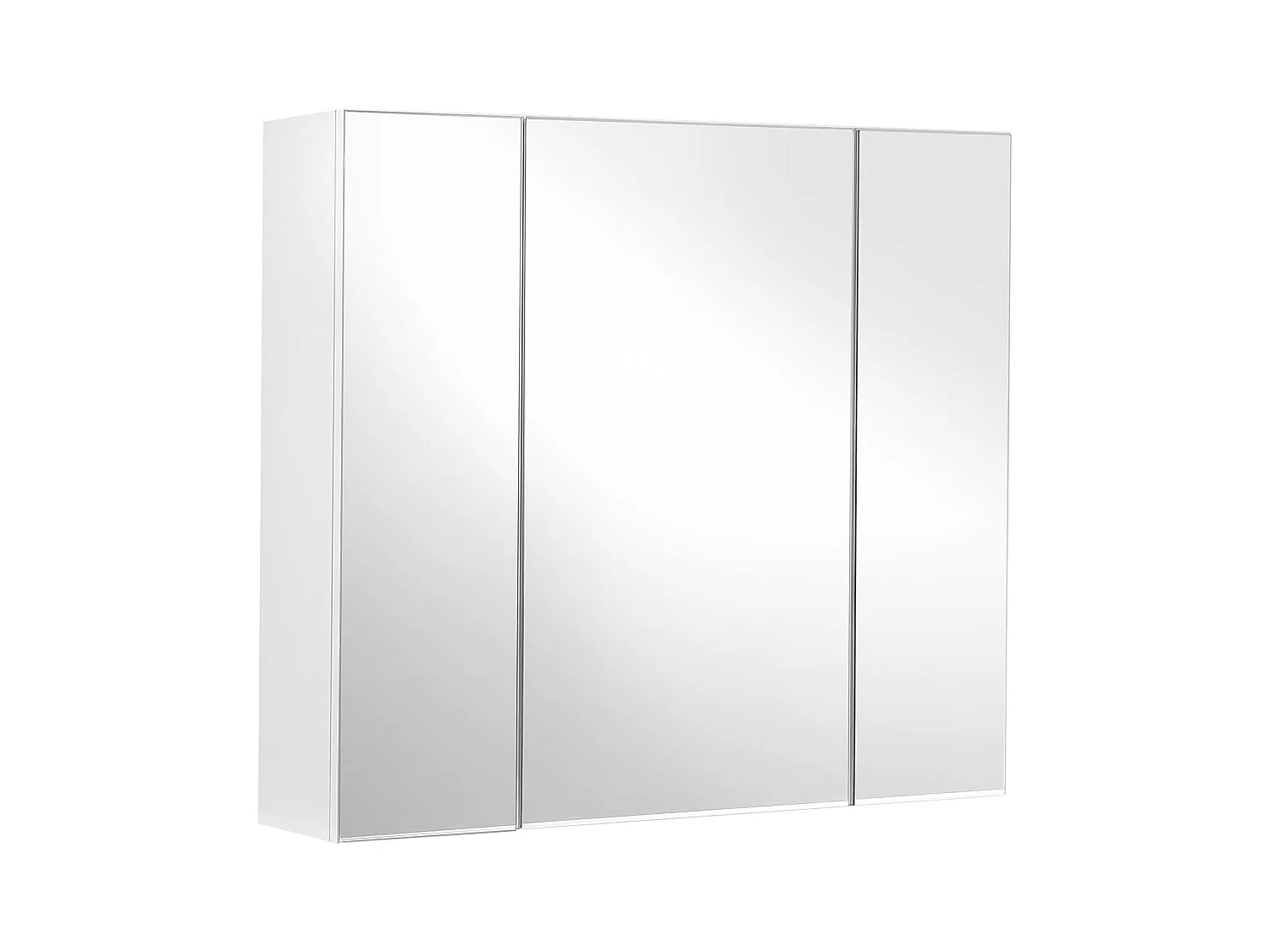 Meuble de salle de bain suspendu Valora avec trois portes miroir | MDF blanc