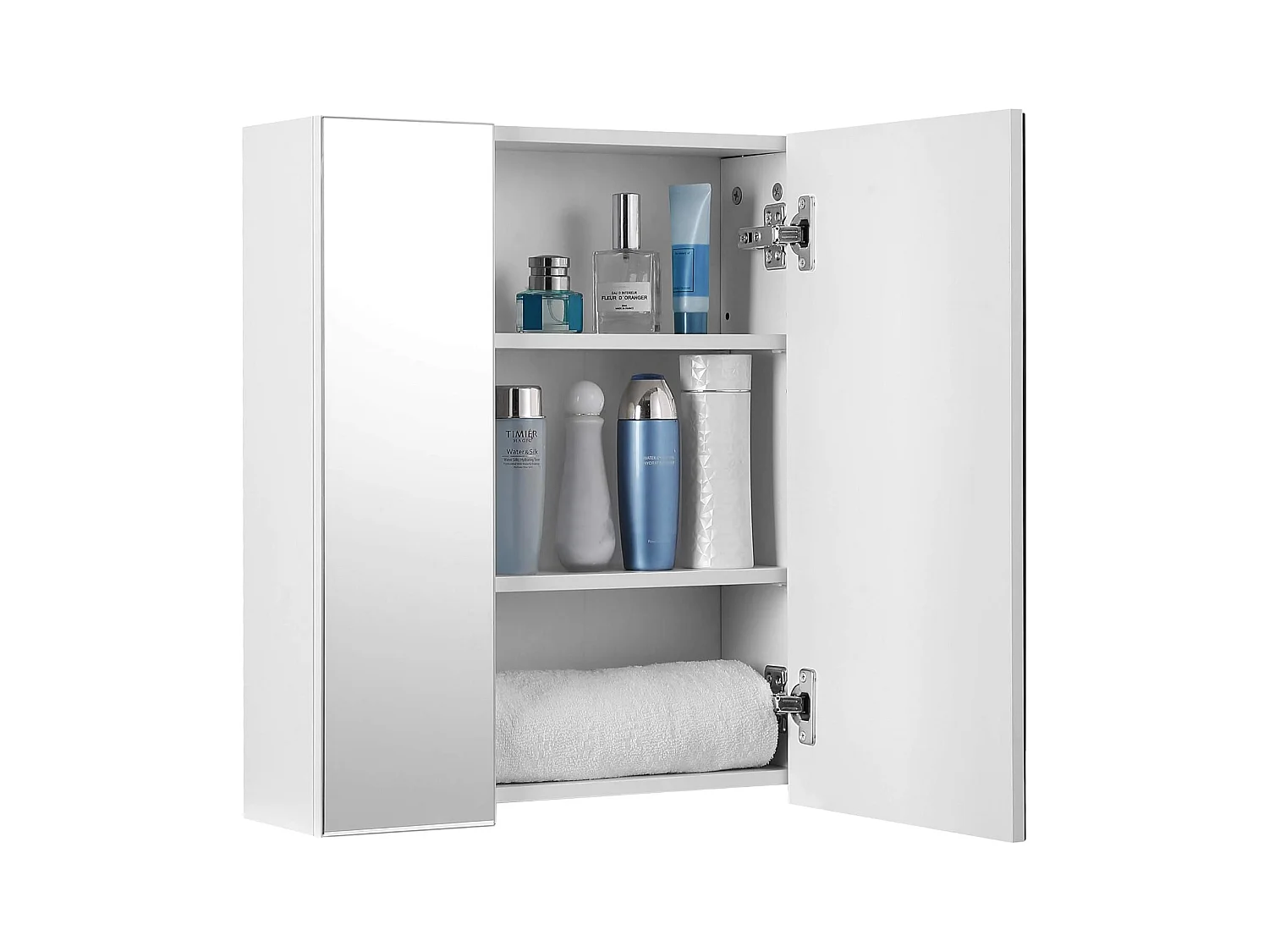 Meuble de salle de bain suspendu Valora avec trois portes miroir | MDF blanc