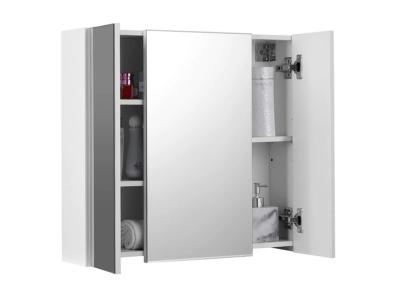 Meuble de salle de bain suspendu Valora avec trois portes miroir | MDF blanc