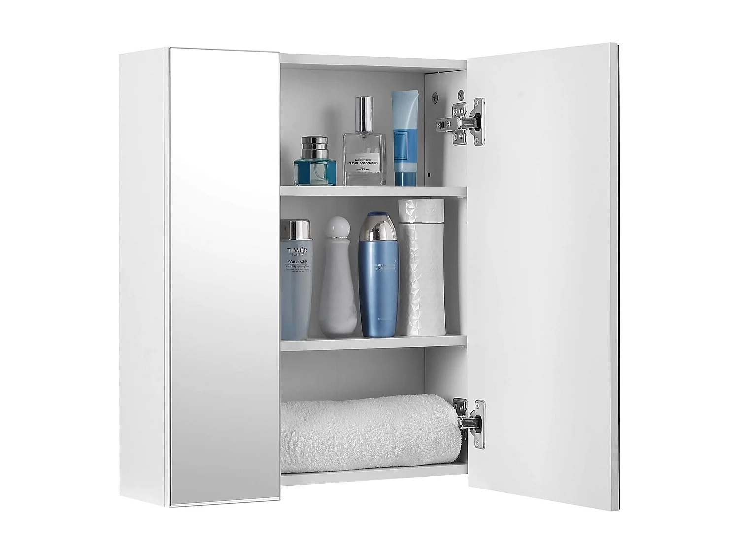 Meuble de salle de bain suspendu Valora avec trois portes miroir | MDF blanc