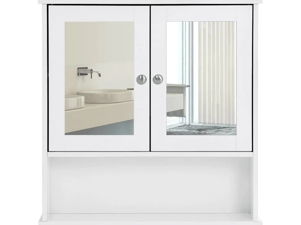 Meuble de salle de bain mural Valora avec miroir blanc | gain de place