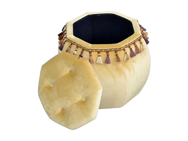 Stauraum Hocker im orientalischen Design Beige Samt