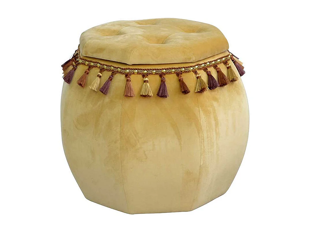 Stauraum Hocker im orientalischen Design Beige Samt
