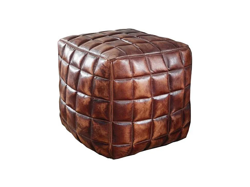 Leder Sitzwürfel in Braun Landhausstil