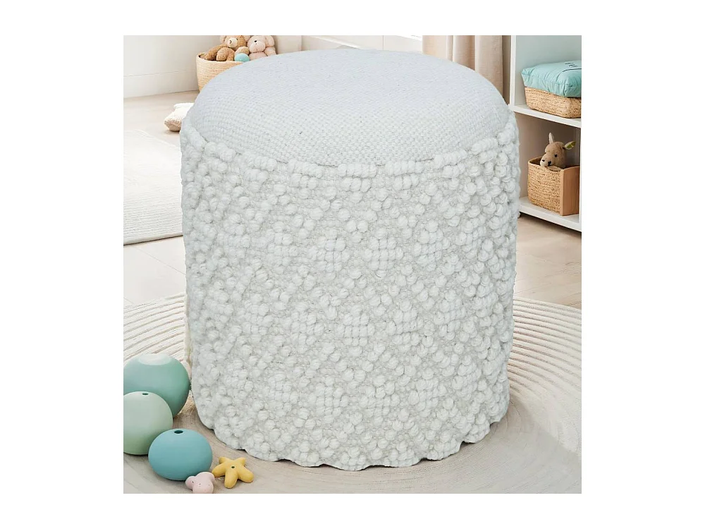 Hocker Pouf in Wei� 45 cm hoch