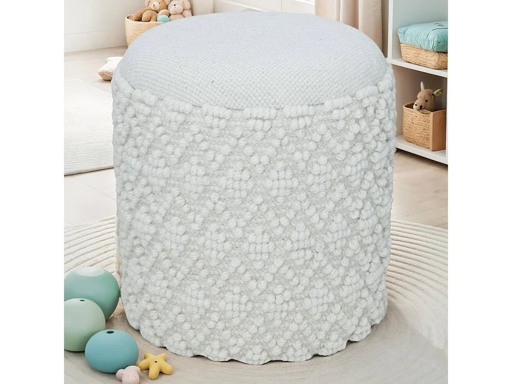 Hocker Pouf in Weiß 45 cm hoch
