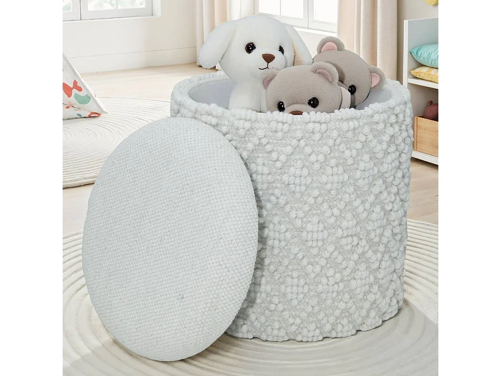 Hocker Pouf in Weiß 45 cm hoch