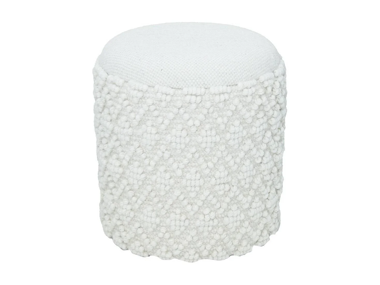 Hocker Pouf in Weiß 45 cm hoch
