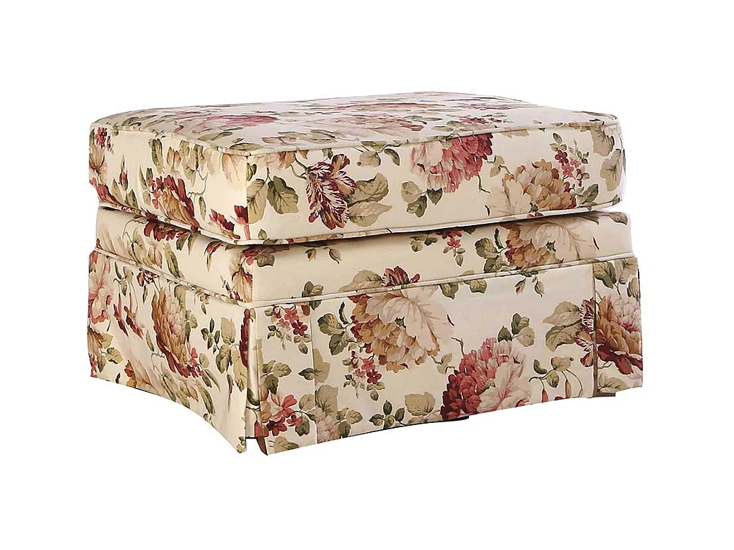 Geblümter Sitzhocker aus Webstoff Landhausstil