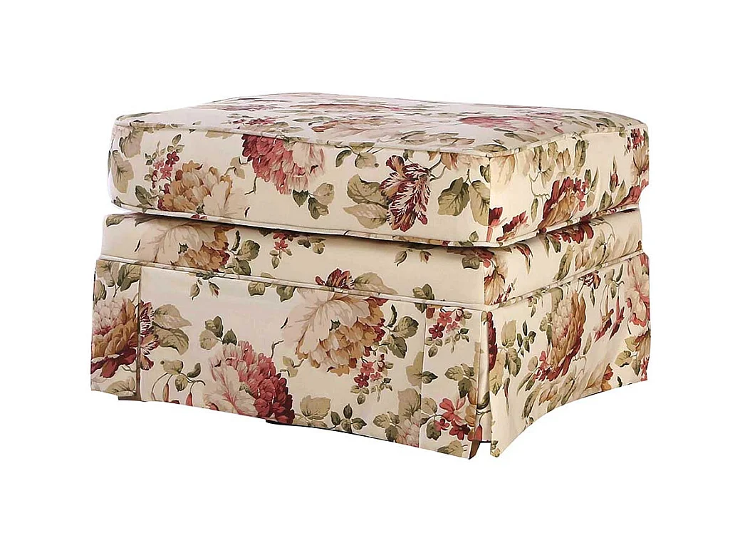 Geblümter Sitzhocker aus Webstoff Landhausstil